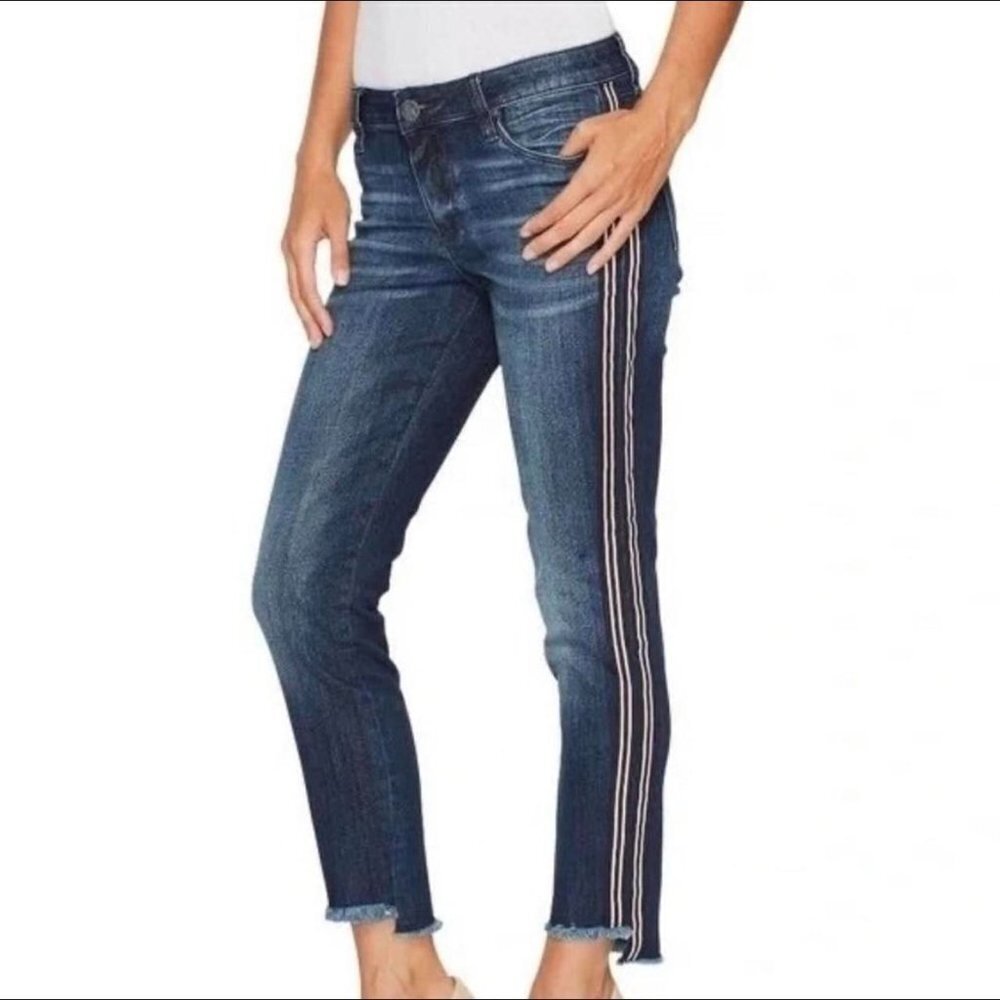 KUT From the Cloth Reese Ankle Straight‎ Leg Stripe Jeans Size 0